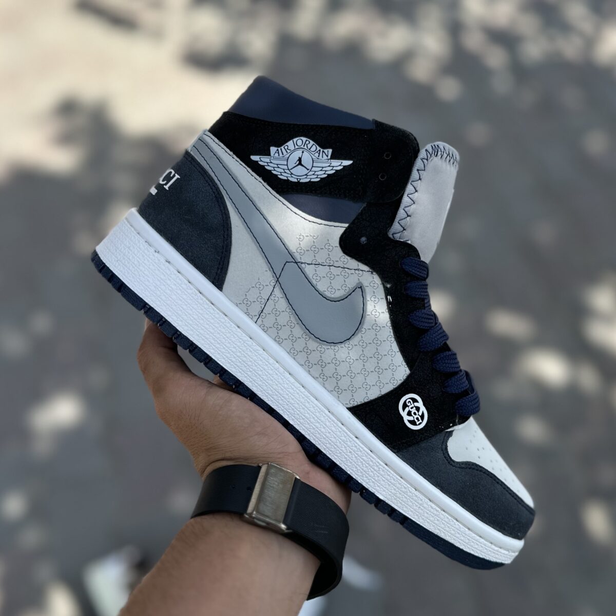 Air jordan 1 GUCCI سرمه ای ساقدار برتا کد(1535)